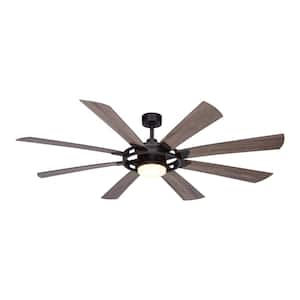 Burlington 68 in. Integrated LED Indoor Outdoor Bronze Farmhouse Windmill Ceiling Fan with Light Kit and Remote