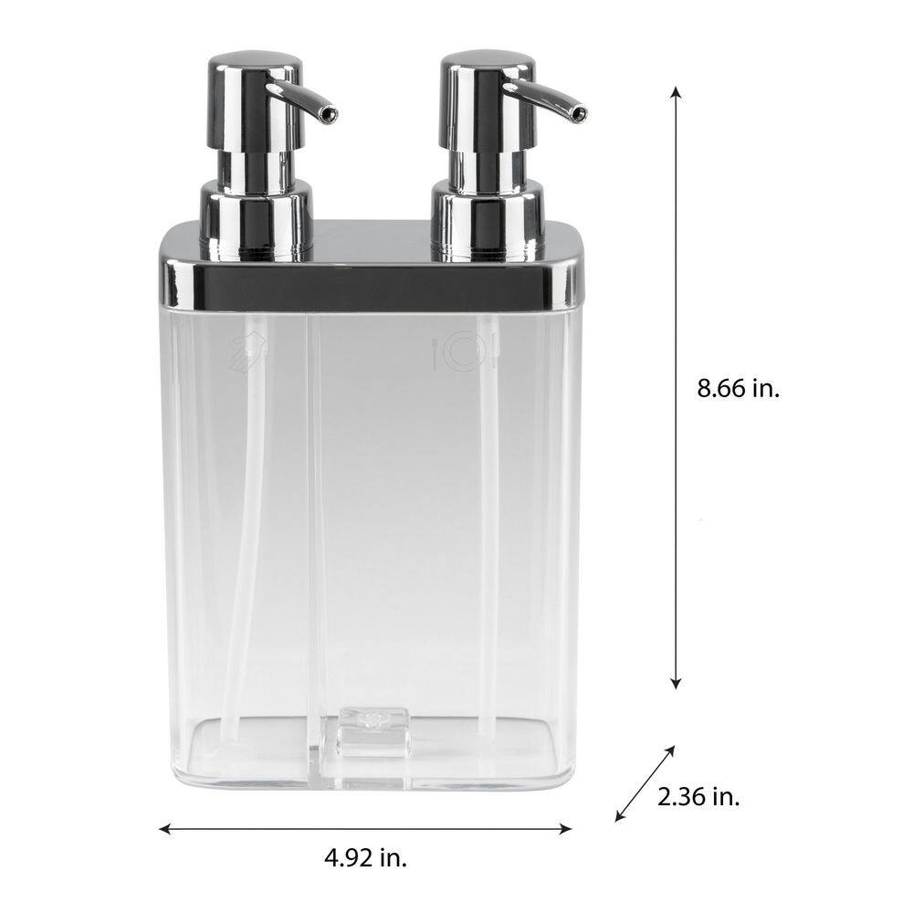 Clear Dual Pump Soap and Lotion Dispenser with Chrome Accents