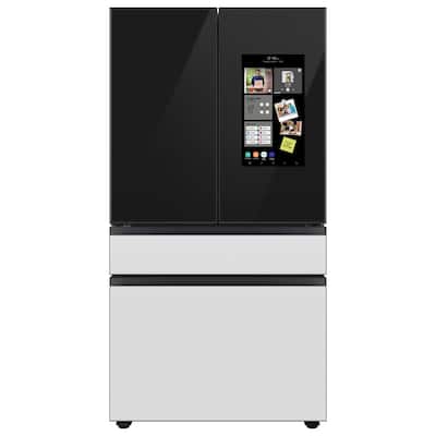 Bespoke 23 cu ft. Customizable 4-Door French Door Smart Refrigerator with Charcoal Glass Family Hub Panel, Counter Depth