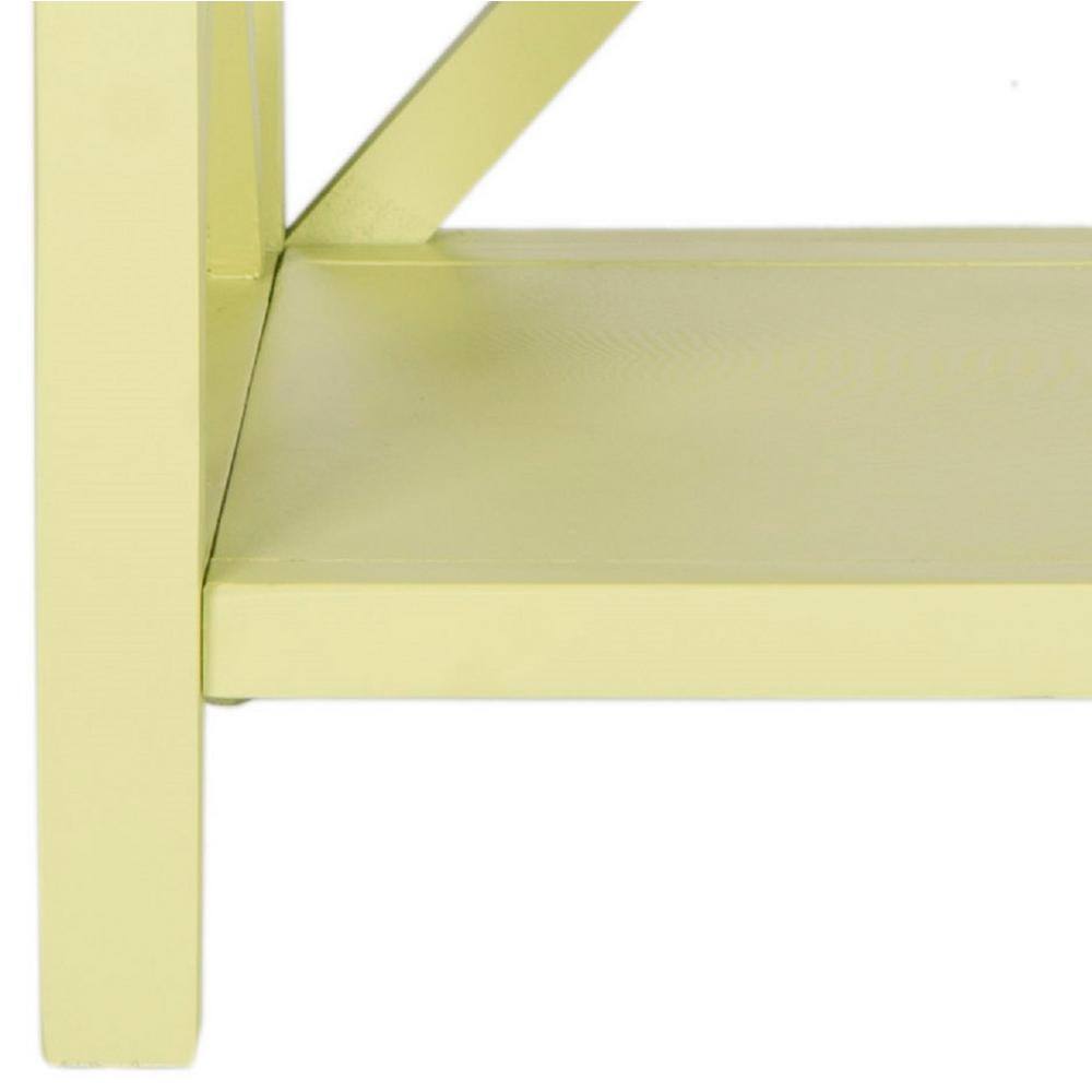 Avocado Green Rectangular Wood End Table with X Detailing