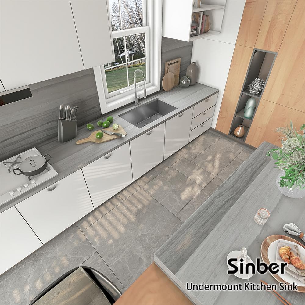 Sinber 32" Black Stainless Steel Double Bowl Drop-in Kitchen Sink