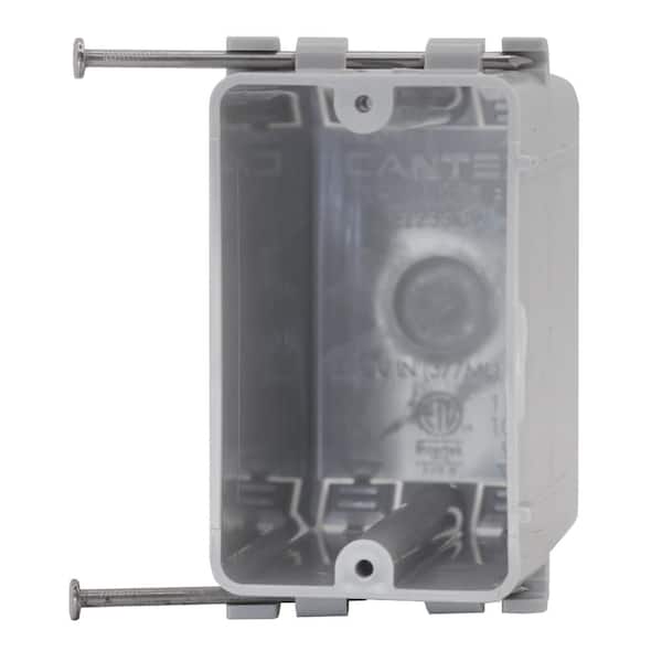 Cantex New Work 1-Gang 23 cu. in. Nail-on Electrical Outlet Box and Switch Box with Knockouts, Gray