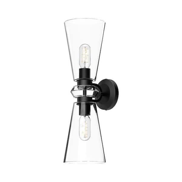 ALORA MOOD Salem 6-in 2 Light 60-Watt Clear Glass/Matte Black Vanity Light