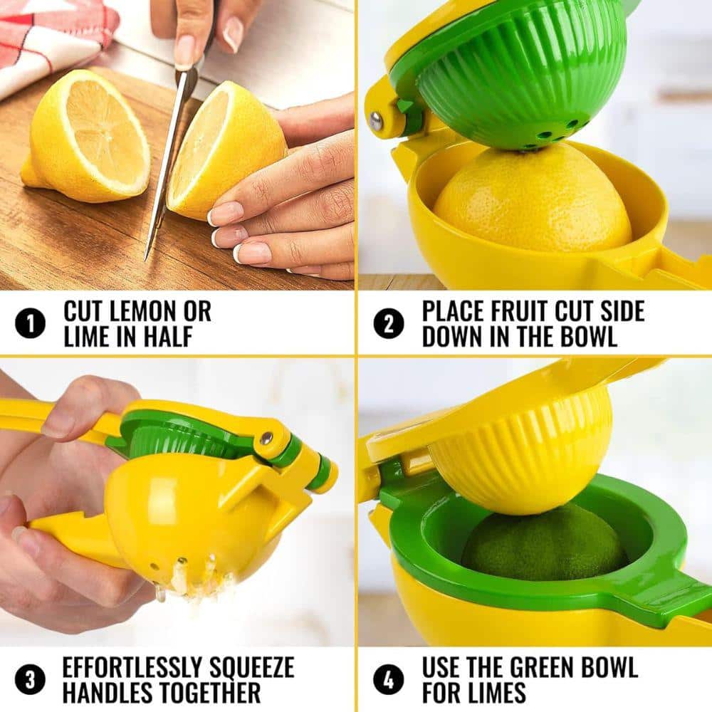 Yellow and Green Aluminum Citrus Juicer with Seed Filter