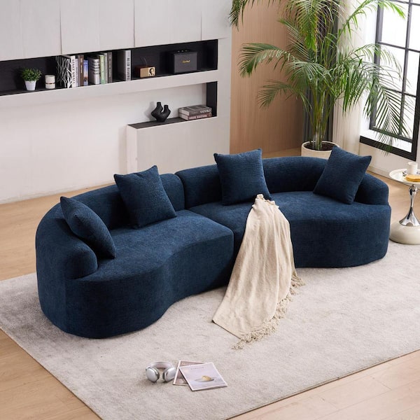110.2 in. Chenille Curved Full Compression Sponge Modular Sectional Sofa in. Deep Navy