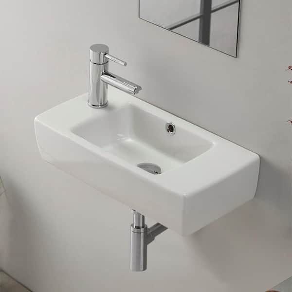 City Wall Mounted Bathroom Sink in White