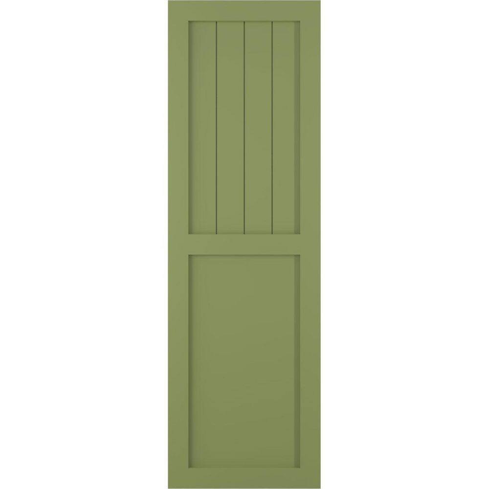 12 in. x 42 in. Farmhouse/Flat Panel Combination Fixed Mount Board and Batten Shutters Pair in Moss Green price history on PriceWatchPro