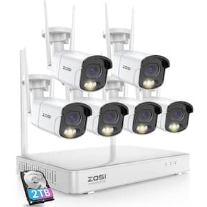 4MP 2.5K 8-Channel 2TB NVR Wireless Security Camera System with 6 Outdoor Wi-Fi IP Spotlight Bullet Cameras, 2-Way Audio