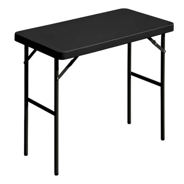 2.7ft Black Folding Table Rectangular Plastic Folding Event Table
