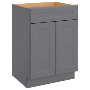 27 in. W x 21 in. D x 34.5 in. H in Shaker Grey Plywood Ready to Assemble Floor Vanity Sink Base Kitchen Cabinet