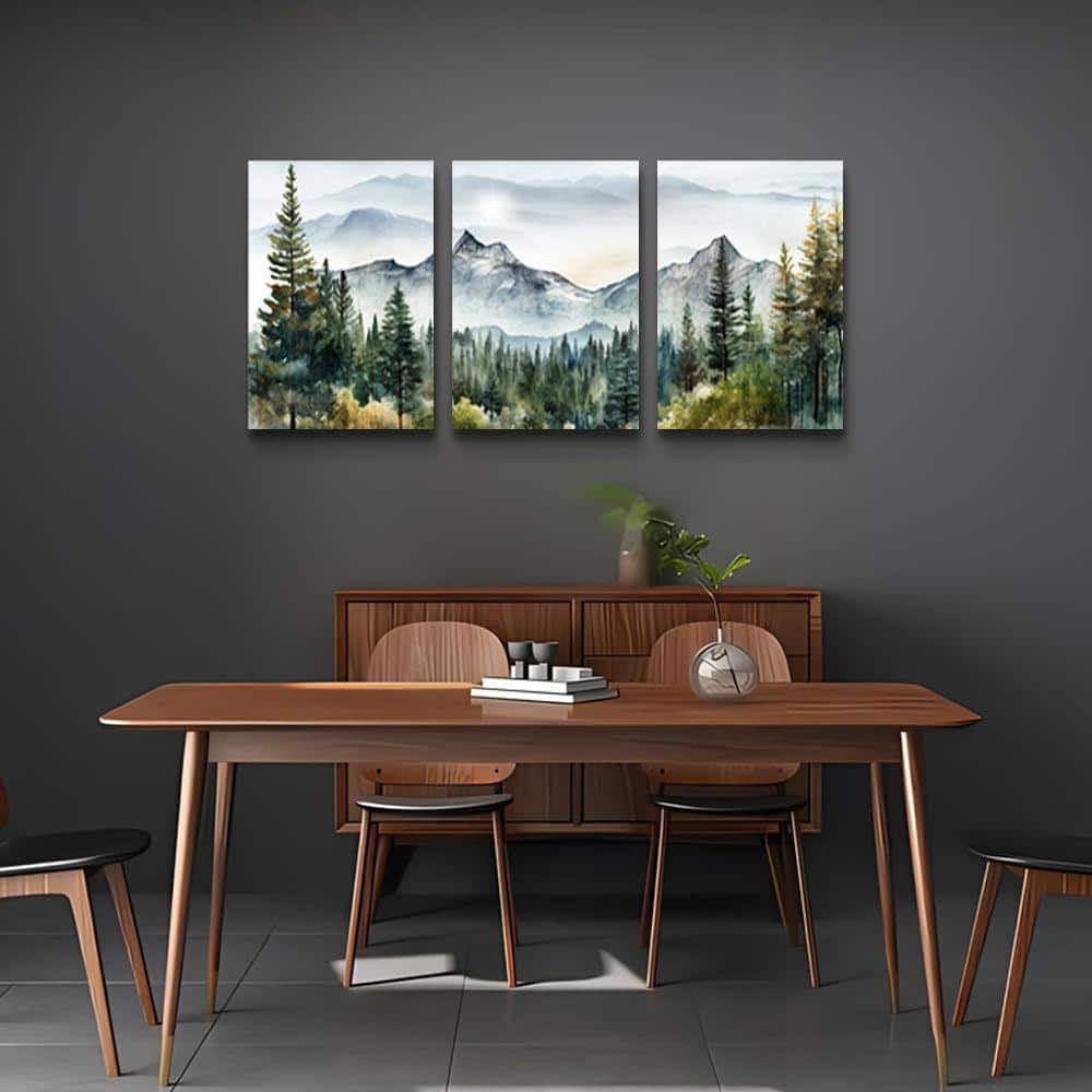 Abstract Mountain Forest Landscape Framed Canvas Art Set