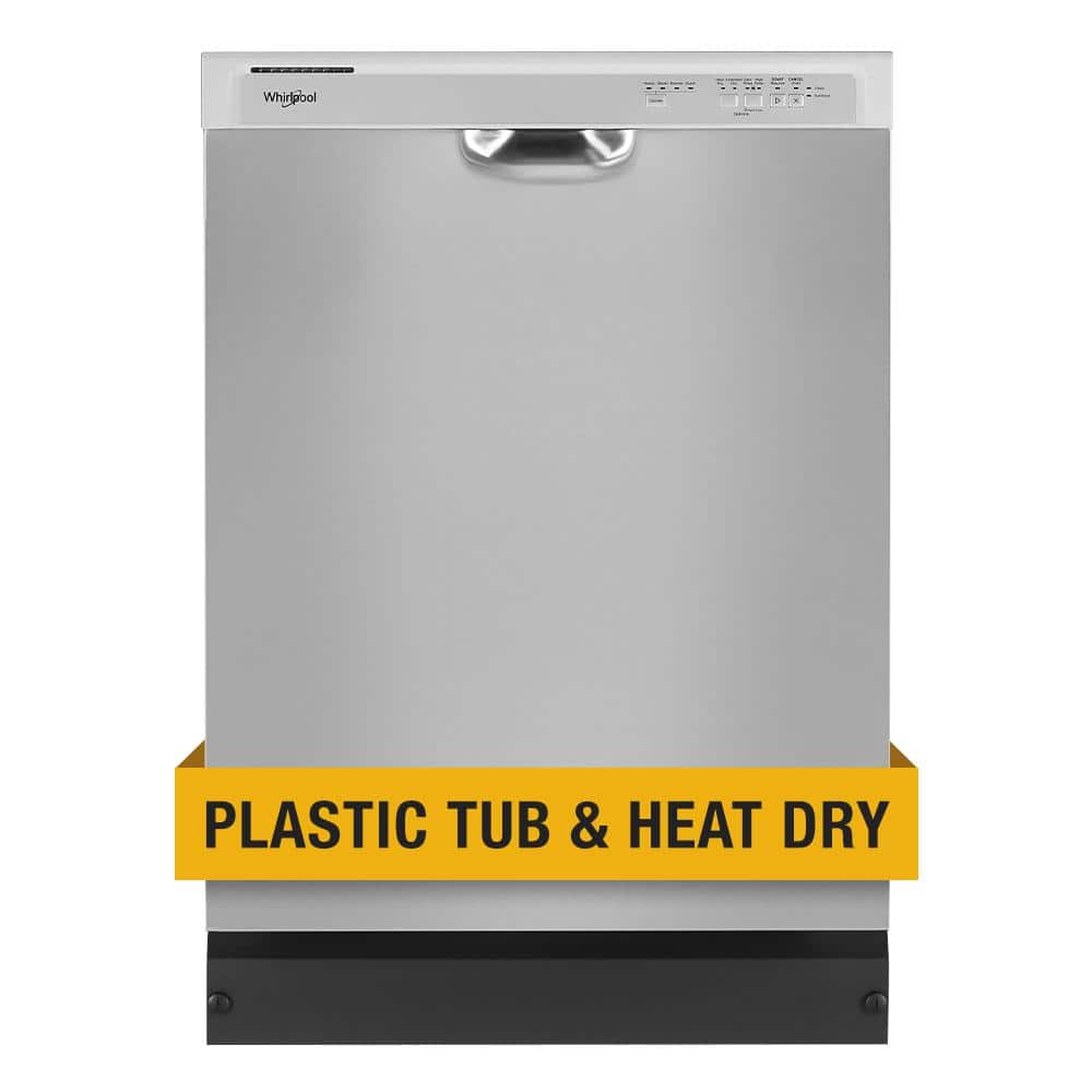 Whirlpool 24 in. Front Built-In Tall Tub Dishwasher in Stainless Steel with 4 -Cycles, Silver