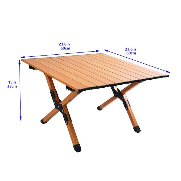 23 in. Brown Square Aluminium Portable Picnic Table with Folding