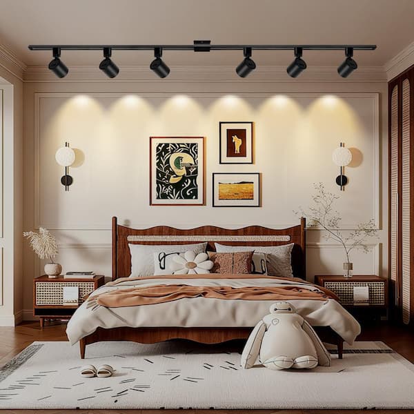 6-Pack Black Integrated LED Linear Track Lighting Swivel Cylinder Heads CRI90+, 800lm, Adjustable 5CCT Track Lights