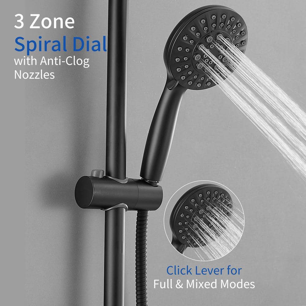 Matte Black Wall Mounted Dual Shower Head with Stainless Steel Hose