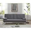 Photo 1 of ****&*******PARTIAL SET **** Gray, Futon Sofa Mattress Faux Leather Couch with Armrest and 2-Cupholders Sofa Bed Couch Convertible with Metal Legs