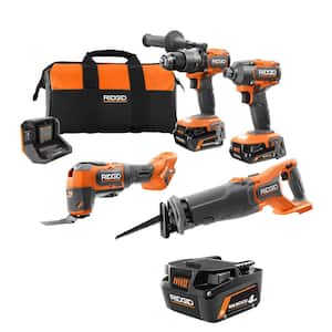 18V Brushless Cordless 4-Tool Combo Kit with (2) 4.0 Ah and (1) 2.0 Ah MAX Output Batteries, 18V Charger, and Tool Bag