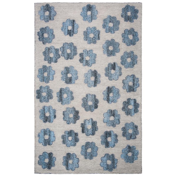 SAFAVIEH Abstract Gray/Blue 4 ft. x 6 ft. Floral Area Rug