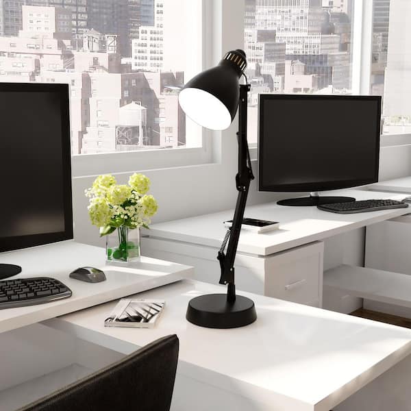 Hampton Bay 22 in. Matte Black Architect Desk Lamp with Adjustable Arm