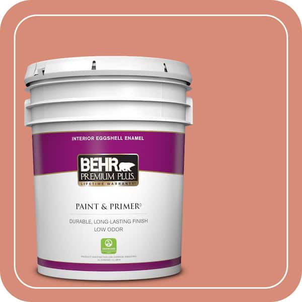 BEHR PREMIUM PLUS 5 gal. #MQ4-32 Vintage Coral Eggshell Enamel Low Odor Interior Paint & Primer