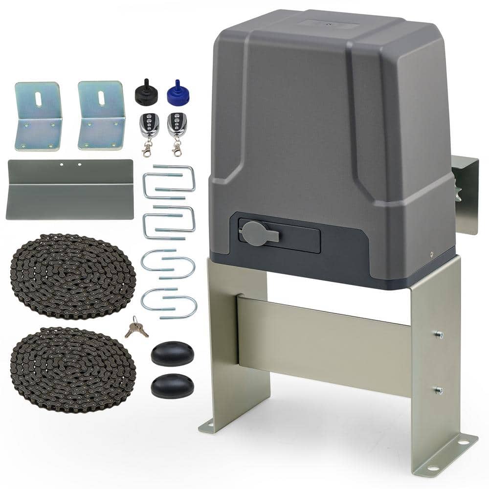 Gray 170W Sliding Gate Opener Kit with Remote Control