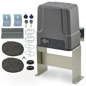 170W Automatic Sliding Gate Opener for 1800 lbs. 40 ft. Gates, 24V DC Motor IR Sensors Remotes, Solar Power Compatible