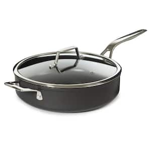 Essentials 11 in. Hard Anodized Aluminum Nonstick Frying Pan in Black with Lid