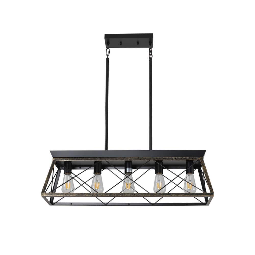 31.5 in. 5-Light Rustic Black Industrial Kitchen Island Farmhouse Chandeliers Pendant Light Fixture Metal Ceiling Lights price history on PriceWatchPro