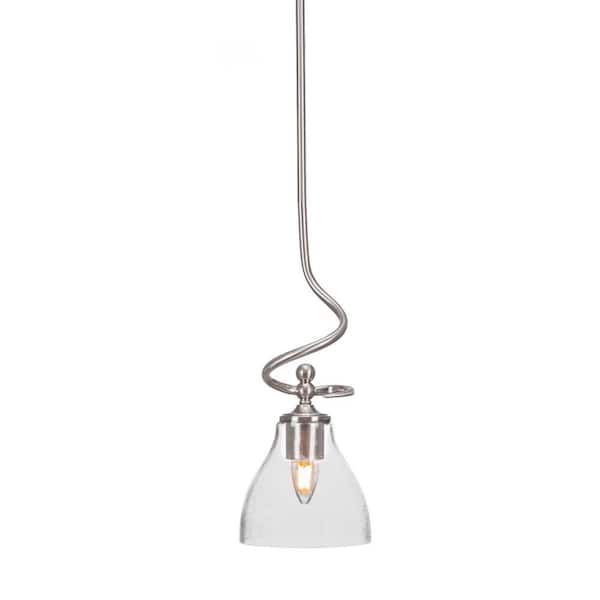 Unbranded Royale 100 W 1-Light Brushed Nickel Standard Mini Pendant Light with Glass Shade