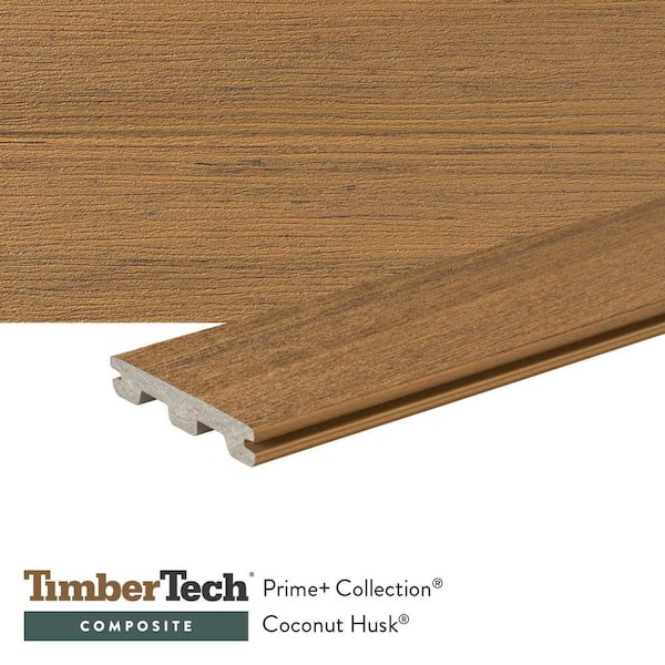 Composite Prime+ 5/4in x 6in x 20ft. Grooved Coconut Husk Composite Deck Board (Actual:. 94 in. x5. 36 in. x20 ft. )