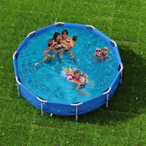 Rectangle/Round Swimming Paddling Pool Cover Inflatable Easy Fast Set Rope Blue Rectangle/Round Swimming Paddling Pool Cover Inflatable Easy Fast Set Rope Blue
