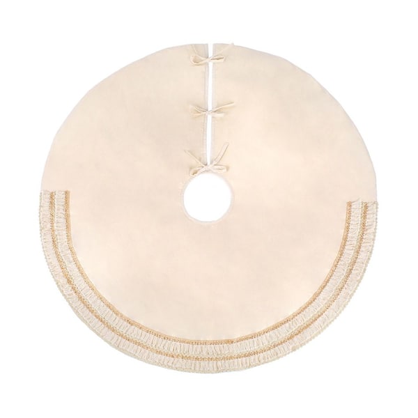 52 in. HGTV Home Collection Fringe Detail Tree Skirt Off White