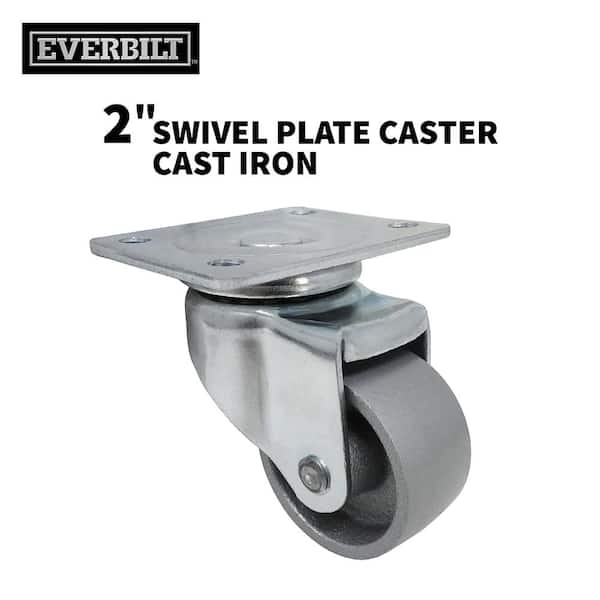 Everbilt 2 in. Gray Cast Iron Swivel Plate Caster with 150 lbs. Load Rating