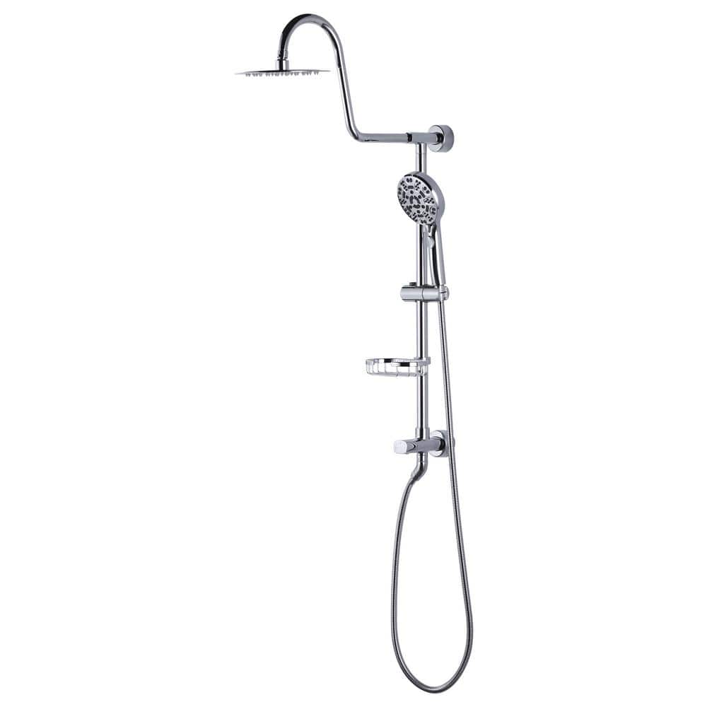 7-Spray 8 in. 1.8GPM Elegant Double Shower Head and Handheld Shower Head with Adjustable Soap Bracket in Chrome price history on PriceWatchPro