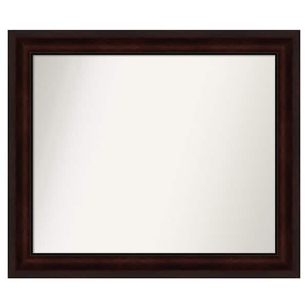 Amanti Art Coffee Bean Brown 33.25 in. x 28.25 in. Custom Non-Beveled Satin Recycled Polystyrene Framed Vanity Wall Mirror