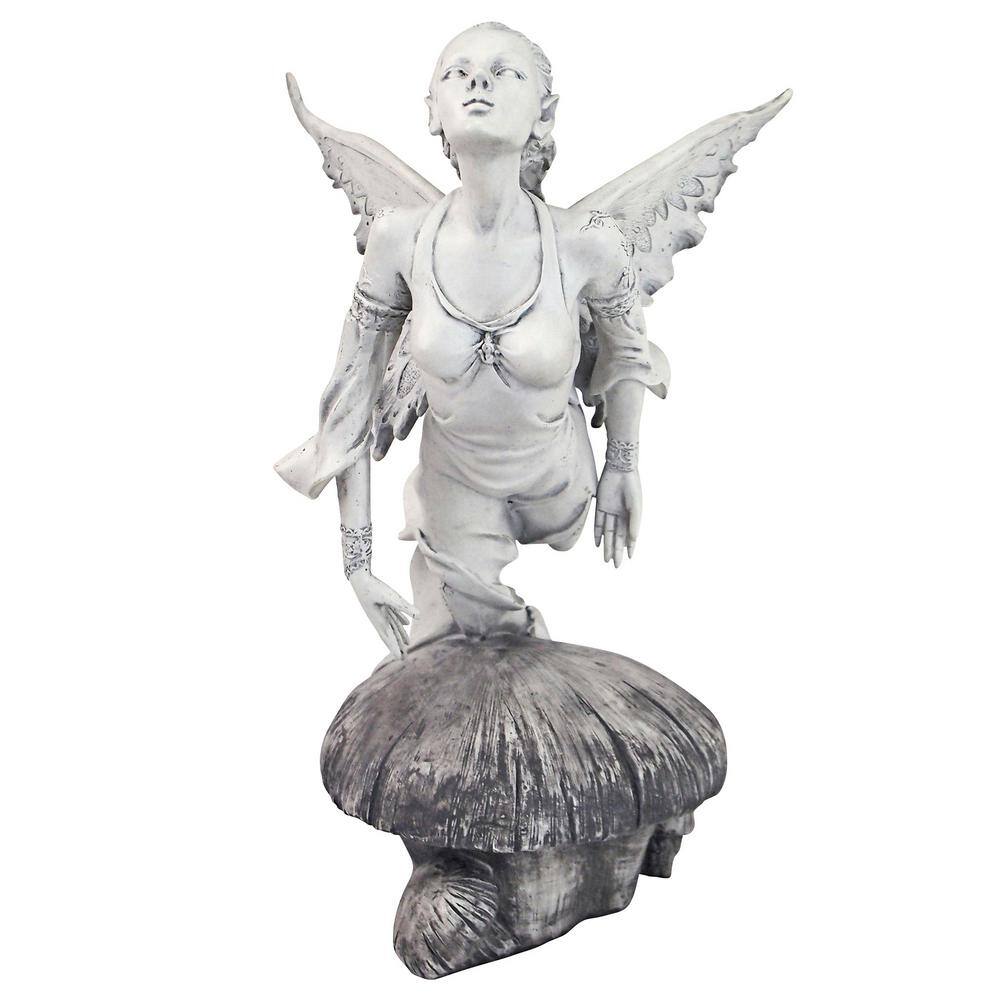 Off-White Hand-Painted Resin Garden Fairy Statue, 11 Inches