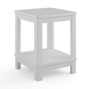 Deluxe 20 in. Resin White Square Patio Side Table With Storage