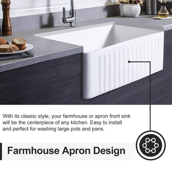 Andrea Classic One White Ceramic 30 In L Single Bowl Corner Farmhouse A Kitchen Sink Sink300 30in 1 Andrea Classic One White Ceramic 30 In, Can You Put A Farm Sink In Corner