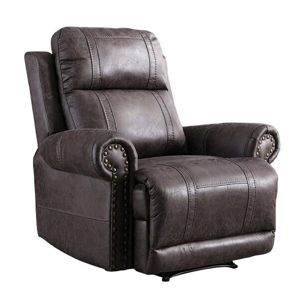 Boyel Living Dark Brown Faux Leather Power Lift Recliner Chair with Overstuffed Arms and Back, Classic and Traditional Design