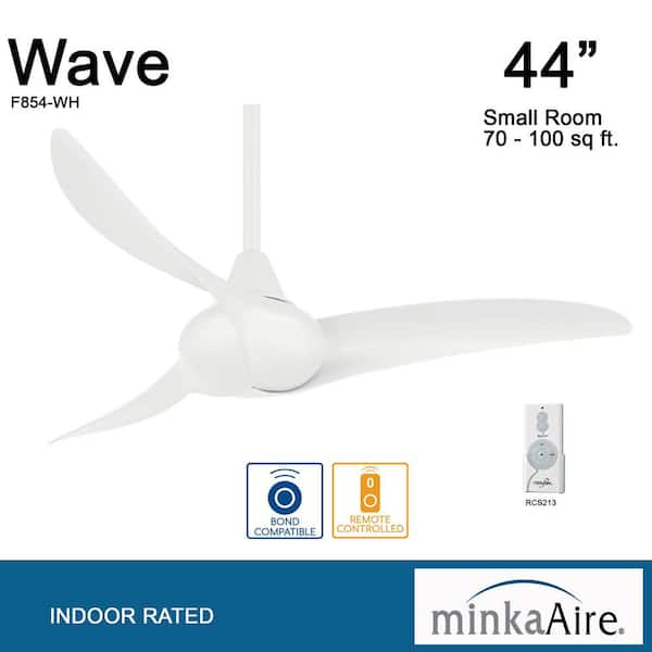 Wave 44 in. Indoor White Ceiling Fan with Remote Control