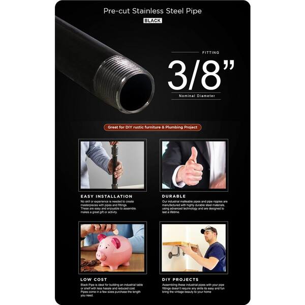 3/8 in. x 30 in. Black Steel Pipe