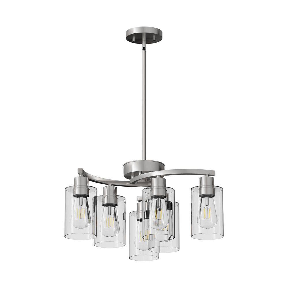 6-Light Silver Pendant Light with Frosted Glass Shade, without light source price history on PriceWatchPro