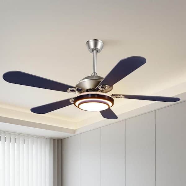 OUKANING 52 in. Indoor Blue and Silver Mute Ceiling Fan for Dining