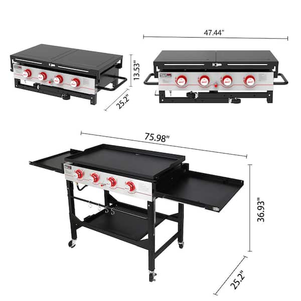 Royal Gourmet GB4002 4-Burner Griddle Flat Top GAS Grill, 36-Inch Propane Outdoor BBQ, Black