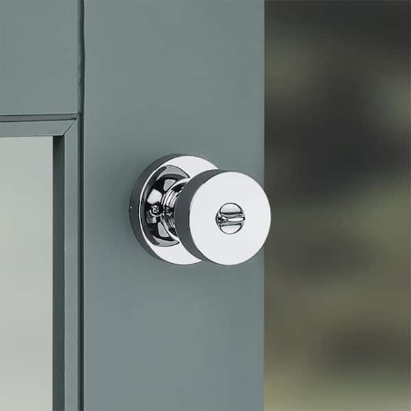 Pismo Polished Chrome Round Exterior Entry Door Knob featuring SmartKey Security
