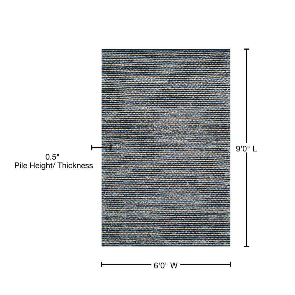 Cape Cod Blue Cotton Handmade 6' x 9' Area Rug