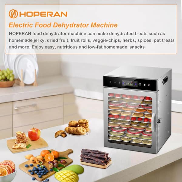 800W Food Dehydrator Machine,Electric Food Dryer with 10 Stainless Steel  Trays,24H Timer Control,Temperature Adjustment,for Dry Various Fruits,  Meat