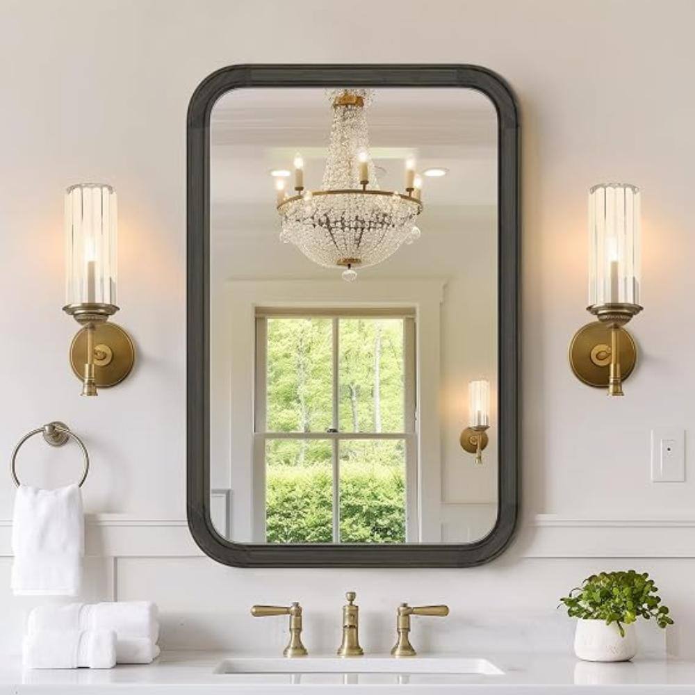 Black 30 in. W x 36 in. H Rectangular Wood Framed LED Lighted Bathroom Vanity Mirror with Anti-Fog price history on PriceWatchPro
