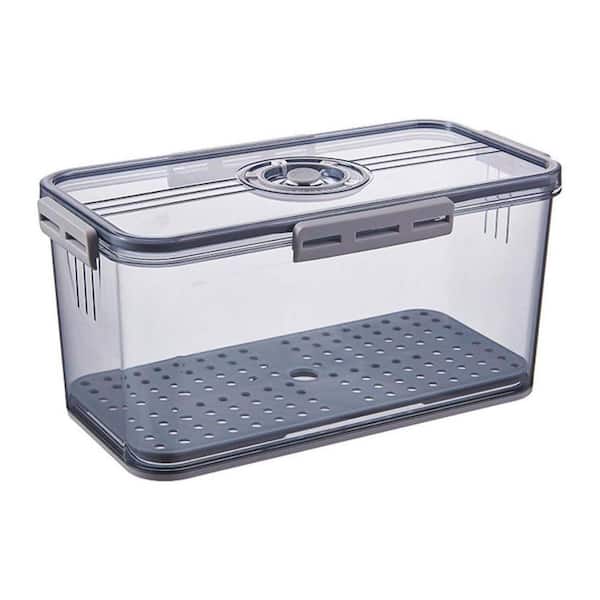 1-Piece Airtight Bread Storage Container with Time Recording Dial, Grey Transparent Bread Box for Kitchen Counter