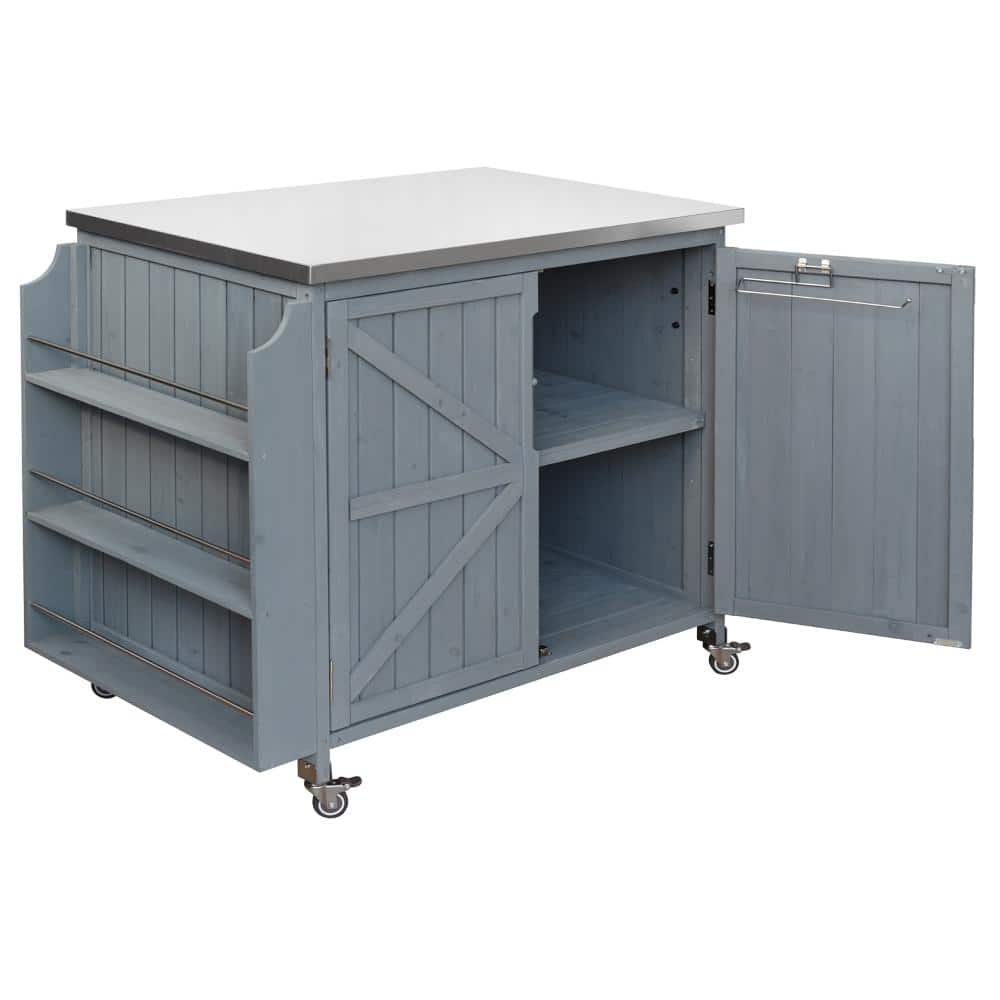 42.1 in Gray Metal Outdoor Grill  Cart with Storage Cabinet  for Patio price history on PriceWatchPro